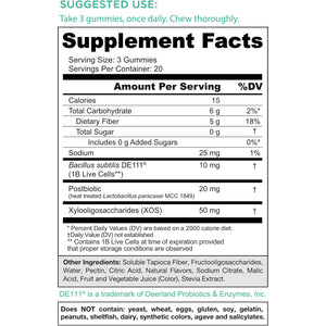 Goli Zero Sugar Pre Pro Postbiotic Gummies - Worlds First 3-In-1 with DE111, XOS, MCC1849 - No Sugar Alcohols - Vegan, Keto-Friendly, Non-Gmo