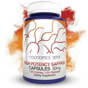 Nootropics Depot High Potency Saffron Extract Capsules | 30Mg | Minimum 7.5% Crocins and 1% Safranals | Crocus Sativus | 60 Ct
