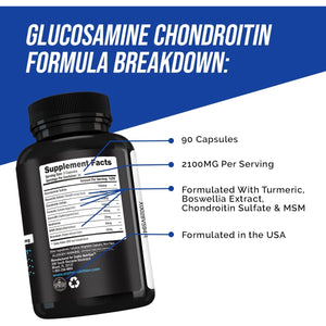 ORPHIC NUTRITION Glucosamine Chondroiting MSM 2100MG (90 Caps) - Joint Support Supplement for Men & Women* - Supports Joint Cartilage & Mobility