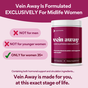 Voomvaya Vein Away – Blood Circulation & Vein Support Supplements for Women 35+ | Spider Veins & Varicose Veins Treatment for Legs | Circulation and Vein Support W/Diosmin & Hesperidin | 60 Capsules