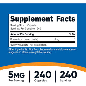 Nutricost Boron Capsules 5Mg, 240 Vegetarian Capsules - Gluten Free and Non-Gmo