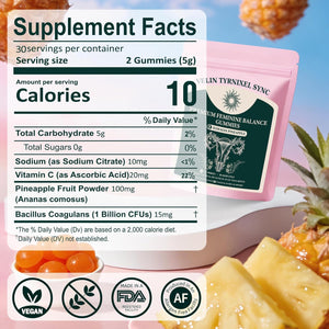 Probiotic Gummies for Women - Vital Prebiotic Source for Feminine Health, Ph Balance & Odor Control - Vegan Daily Digestive & Immune Support, Pineapple Flavor, Sugar-Free, 60 Count