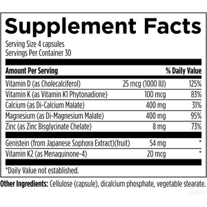 Designs for Health Bone Support Formula - Osteoben with Soy-Free Genistein Complex - Non-Gmo Bone Vitamins Supplement with Vitamin D, K, Zinc, Calcium + Magnesium (120 Capsules)