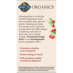 Garden of Life Organic Ashwagandha Supplement with Probiotics & Ginger - Stress, Mood & Energy Support, Vegan, Gluten Free, Non GMO, 2 Month Supply, 60 Tablets