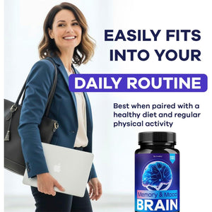 Memory Mood and Brain Capsules - Official Daily Support Brain Health Supplement Pills Advanced Formula, Memory & Mood Brain & Memory Focus Reviews, 60 Capsules for 1 Month