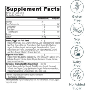 Ancient Nutrition Supergreens Powder with Probiotics, Organic Berry Flavor Greens, Made from Real Fruits, Vegetables and Herbs, Digestive and Energy Support, 16 Stick Packs, 4.2Oz