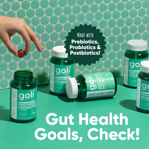 Goli Pre Pro Postbiotic Gummies - Worlds First 3-In-1 Formula with DE111 Probiotics, XOS Prebiotics, MCC1849 Postbiotics - Vegan, Non-Gmo, Gluten-Free