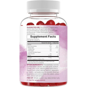 Micro Ingredients Fiber Gummies with Probiotics, 120 Count | 6G per Serving + 2 Billion CFU | Sugar Free Peach Cherry Flavor | High Fiber Supplement for Women & Men | Non-Gmo, Gluten Free