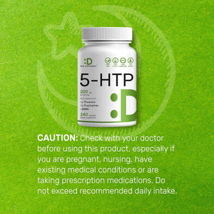 Deal Supplement 5-HTP 200Mg per Serving, 240 Capsules, 98% African Derived Griffonia Seed Extract | 4 in 1 Formula | plus Active L Theanine, L Tryptophan, & GABA | Relaxation Support Supplement
