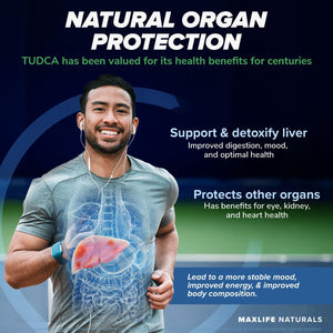 Maxlife Naturals TUDCA Liver Support Supplement 500Mg – 60 Capsules Tauroursodeoxycholic Acid, Nerve Cell Function, Bile Salts Supplement for Liver & Gallbladder Support, Digestive Balance Formula