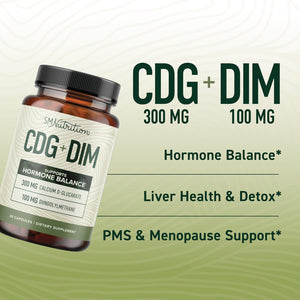 Calcium D-Glucarate with DIM Supplement for Estrogen Detox & Hormone Balance for Women & Men | Detox & Cleanse, Hormonal Acne, Menopause & CDG for Liver Support | Non-Gmo, Third-Party Tested | 30Ct