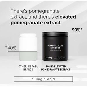 Toniiq Pomegranate Extract - Ultra High Potency 35:1 Extract with 90% Ellagic Acid - Highly Concentrated - Third-Party Lab Tested - 120 Capsules