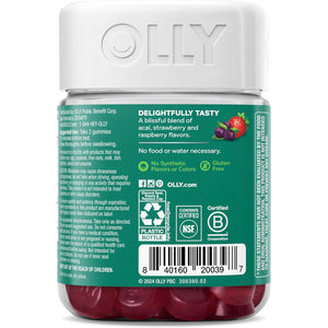 OLLY Muscle Recovery Sleep Gummies, Sleep and Healthy Muscle Support,* 3Mg Melatonin, Tart Cherry Extract, Vitamin D, Berry Rested Flavor, 20 Day Supply - 40 Count