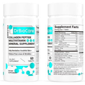 Drbiocare Collagen Peptides for Women, Beauty Vitamin & Mineral Supplement,Contains Vitamin D3, Probiotics for Women & Collagen Peptides,Vitamin B Complex,Vitamin E 60 Tablets