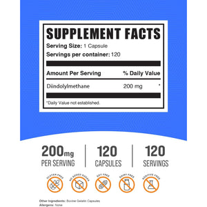 Bulksupplements.Com DIM Capsules - Diindolylmethane Capsules for Men & Women, DIM 200Mg, Gluten Free, 1 Capsule per Serving, 120 Count (Pack of 1)