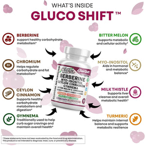 Clean Nutra Berberine Supplement Myo-Inositol Ceylon Cinnamon Gymnema Bitter Melon Chromium Complex for Digestion, Antioxidant Support & Wellness 90 Vegan Capsules Non-Gmo