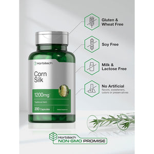 Horbäach Corn Silk Capsules | 200 Count | Non-Gmo, Gluten Free Extract Supplement