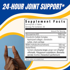 Glucoflex Glucosamine & Chondroitin Sulfate with MSM, 24 Hour Joint Support, Healthy Bones, Supports Healthy Mobility, 30 Servings, 120 Count