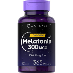 Carlyle Melatonin 300 Mcg | 365 Tablets | Low Dose | Vegetarian, Non-Gmo, Gluten Free
