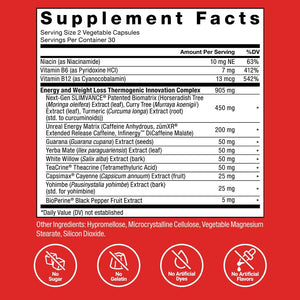 Force Factor Leanfire with Next-Gen SLIMVANCE Advanced Thermogenic Fat Burner for Weight Loss with B Vitamins and Capsimax to Boost Metabolism, Increase Energy, and Enhance Focus, 60 Capsules