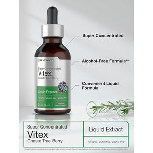 Horbäach Vitex Berry Chasteberry Extract Tincture | 2 Fl Oz | Super Concentrated Liquid | Alcohol Free Chaste Tree Berry Supplement | Vegetarian, Non-Gmo, Gluten Free