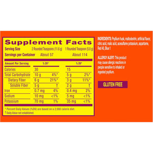 Metamucil, 4-In-1 Fiber Supplement, Psyllium Husk Powder, Sugar-Free Powder, Berry Flavored Drink, 114 Servings