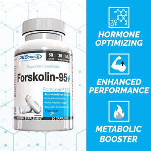 Pescience Forskolin-95+ Capsules, 95% Pure Forskolin from Coleus Forskohlii Extract with Hemerocallis Fulva Extract, Patented Forslean, 50Mg, 60 Count