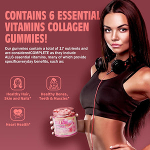 VIFSSG Collagen Peptide Gummies for Women,60 Gummies Sugar-Free Hydrolyzed, Extra Strength 2500Mg Protein Type I,II,III,V,X with 15000Mcg Biotin and Vitamin a B6 B12 C D E for Hair Skin Nail