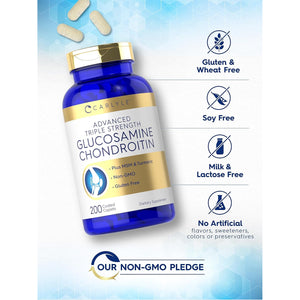 Carlyle Glucosamine Chondroitin MSM Turmeric | 200 Count | Advanced Triple Strength Supplement | Non-Gmo & Gluten Free