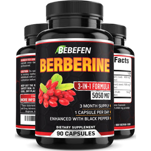 BEBEFEN Berberine Capsules with Black Pepper Extract - 90 Capsules - 3 Month Supply