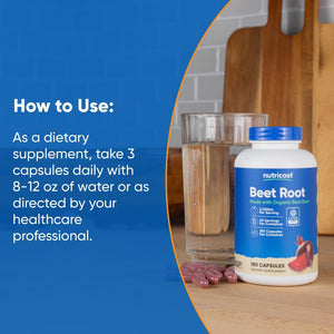 Nutricost Beet Root 2400Mg, 180 Capsules - CCOF Certified Made with Organic Beet Root, Superfood, 60 Servings