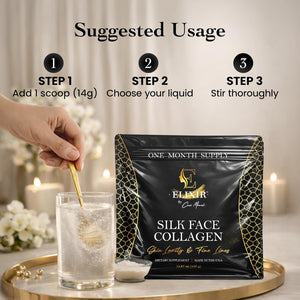 Silk Face Collagen - Collagen Peptides Powder for Women, Face and Neck 14G Protein | Ultra Low Molecular Weight Collagen – for Skin, Hair, Nail, Joint & Gut Health, 15.87 Oz (450G) Cocó March