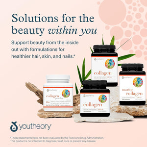 Youtheory Advanced Collagen with Vitamin C - 6,000 Mg Hydrolyzed Collagen Peptides & Amino Acids - Hair, Nails, Joints & Bones Support - 160 Tablets (26-Day Supply)*