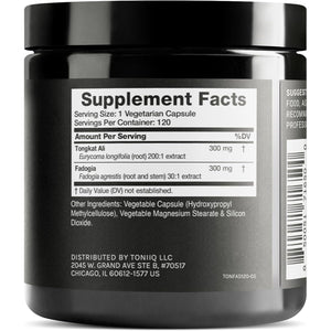 Tongkat Ali Fadogia Agrestis - Ultra High Potency 200:1 Tongkat Ali & 30:1 Fadogia Agrestis - 2% Eurycomanone -Third-Party Lab Tested - 120 Capsules