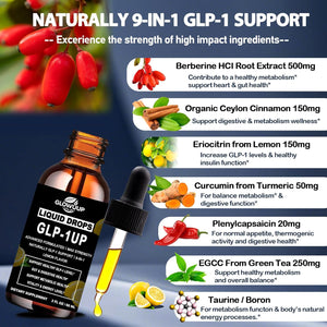 Berberine Supplement Liquid for Women & Men, Liposomal Berberine with Ceylon Cinnamon Green Tea Eriocitrin Curcumin & Aloe Vera for Metabolism & GLP-1 Booster, GLP 1 Drops 6X Stronger than Gummies