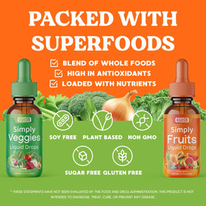 Simply Nature'S Pledge - Fruit and Vegetable Supplements - Liquid Drops - Made with Whole Food Superfoods, Packed Vitamins & Minerals - Soy Free - Made in the USA