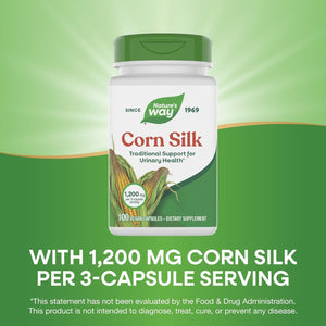 Nature'S Way Corn Silk - 1,200 Mg per 3-Capsule Serving - Traditional Urinary Health Support* - Corn Silk Dietary Supplement - Vegan & Gluten Free - 100 Vegan Capsules