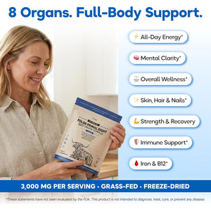 Grass Fed Beef Organ Supplement 3000Mg (8 Organs) - Bone Marrow, Thymus, Liver, Heart, Kidney, Trachea, Spleen, Lung - Freeze-Dried - 120 Capsules (30 Servings)