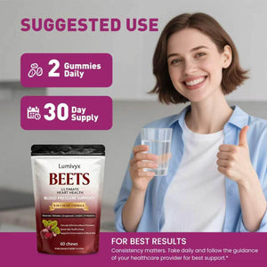 Beet Chews, Beets Chews the 3-In-1,With 500Mg Beetroot, 100Mg Coq10 & 150Mg Grape Seed Extract,60 Count