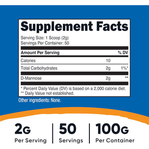 Nutricost D-Mannose Powder 100 Grams (50 Servings) - Non-Gmo and Gluten Free