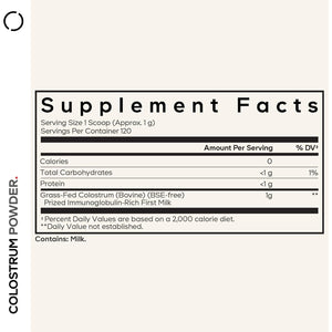Codeage Bovine Colostrum Powder Supplement 4-Month Supply, 1000Mg per Serving, Grass-Fed Ethically Sourced, Immunoglobulin-Rich Prized First Milk, Cold-Chain Pasteurized, Agglomerated, Non-Gmo, 4.3 OZ