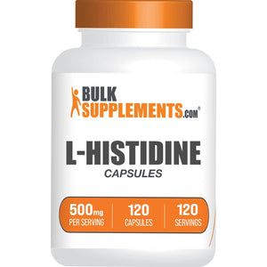 Bulksupplements.Com L-Histidine Capsules - as L-Histidine Base, Histidine Supplement - Essential Amino Acid & Gluten Free, 1 Capsule per Serving, 120 Capsules (Pack of 1)
