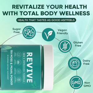 Revive Hair Gummies, Balmbare Revive Gummies for Hair, Promotes Thicker, Fuller, Stronger Hair, with Organic Irish Sea Moss, Pearl Powder Glow, Vitamin C/E, Aloe Vera, 60 Count