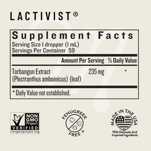 Legendairy Milk Lactivist Drops, Breastfeeding Supplement to Increase Breast Milk Supply, Organic Torbangun for Lactation, Made in USA, Alcohol Free, 2 Fl Oz