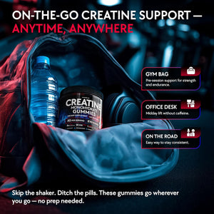 Creatine Monohydrate Gummies Complex 5000 MG for Men & Women, Preworkout Gummy with BCAA, L-Carnitine, Taurine & Vitamin B12 for Muscle Growth, Strength & Energy Support , Flavored and Chewable