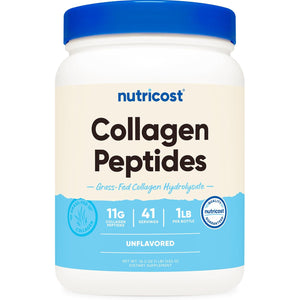 Nutricost Collagen Peptides Powder 1LB (454 G) - Grass Fed Bovine Collagen Hydrolysate (Unflavored)