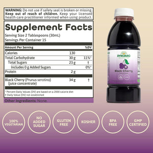 Dynamic Health 100% Pure Black Cherry Juice Concentrate, No Additives, Antioxidant Supplement, Urinary Tract & Joint Support, 16 Fl Oz