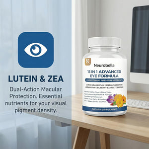 15-In-1 Advanced Eye Formula, Eye Support Formula for Daily Comfort with Lutein, Zinc, Luteolin, 60 Capsules
