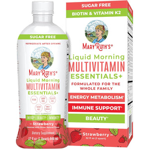 Maryruth'S Liquid Morning Multivitamin Essentials+ | Vitamin a C D E B6 B12 K2 Biotin Zinc | Mens Womens Multivitamin | Immune Support | Beauty | Sugar Free | Vitamins for Ages 1+ | Vegan | 32 Fl Oz