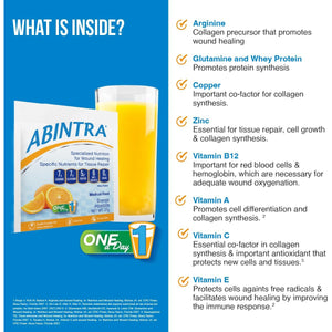 ABINTRA Specialized Nutrition for Wound Healing Includes L-Arginine, Orange Flavor, 6 Packets, 27G Each